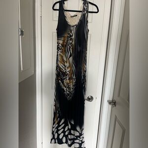 FA Black and Gold Animal Print Maxi Dress